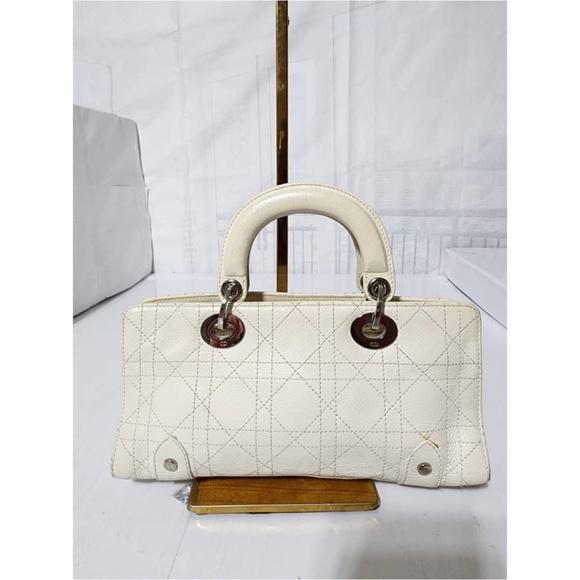 Authentic CHRISTIAN DIOR Calfskin Cannage Stitched Small Lady East West Lady Dio - Picture 4 of 15